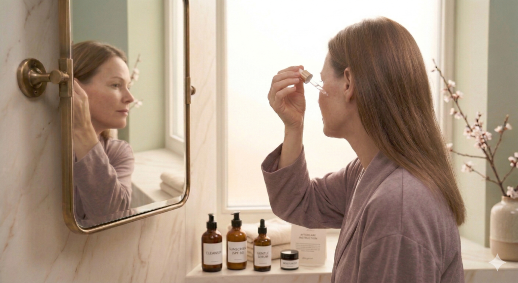 What are the aftercare instructions following microneedling?